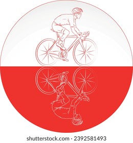Bicycle race on the background of the flag of Poland