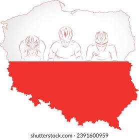 Bicycle race on the background of the map of Poland