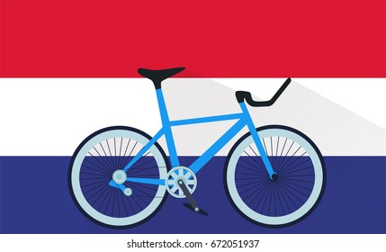 bicycle race, vector illustration of bike on netherlands flag background