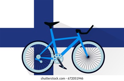 bicycle race, vector illustration of bike on finland flag background