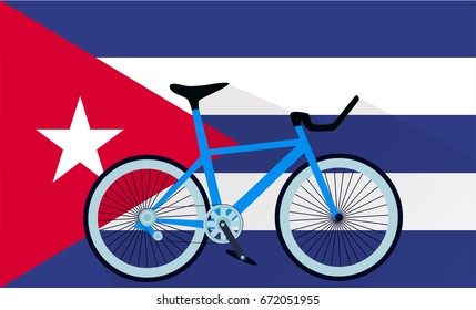 bicycle race, vector illustration of bike on cuba flag background