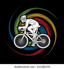 Bicycle racing designed on spin wheel background graphic vector