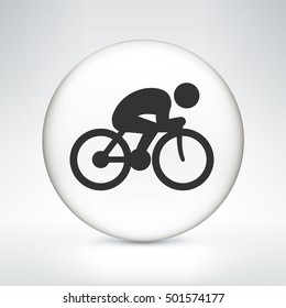 Bicycle Racing on White Round Button