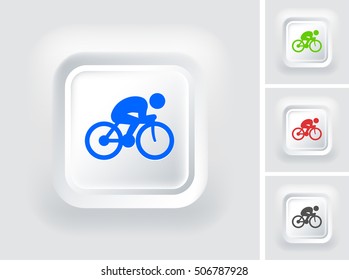 Bicycle Racing on White Square Button
