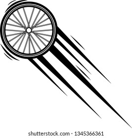 Bicycle Racing Tire Wheel Rim Motion Moving Effect With Speed Line Trails