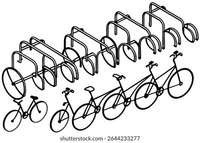 bicycle rack line art simple clean bike storage concept.eps