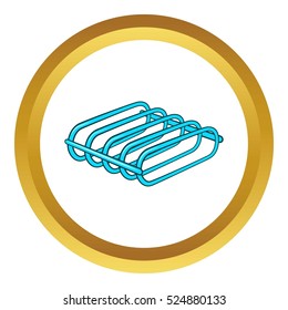 Bicycle rack vector icon in golden circle, cartoon style isolated on white background