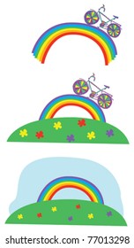 bicycle and rainbow are isolated on the white background