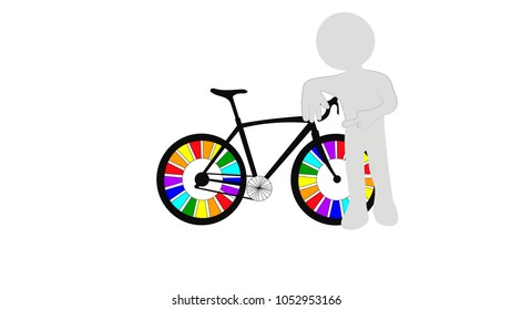 bicycle with rainbow wheels