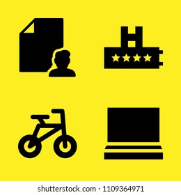bicycle, rating, laptop and file vector icon set. Sample icons set for web and graphic design