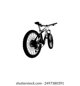 bicycle rear view right side black and white vector line art