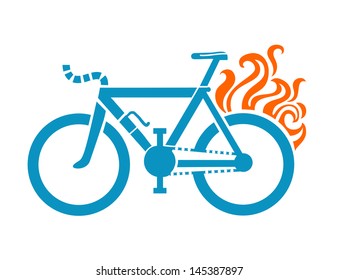 Bicycle with rear wheel in flames