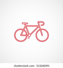 Bicycle Red Line Icon On White Background