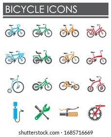 Bicycle related icons set on background for graphic and web design. Creative illustration concept symbol for web or mobile app.
