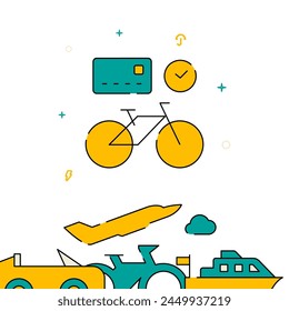 Bicycle rent filled line vector icon, simple illustration, transport related bottom border.