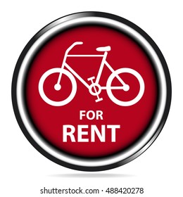 Bicycle for rent icon red button, badge illustration