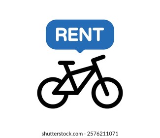 Bicycle Rent Sign - High-Quality Vector Art Indicating Bike Rental Services in Urban and Public Spaces