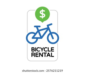 Bicycle Rental Sign - High-Quality Vector Art Indicating Bike Rental Services in Urban and Public Spaces