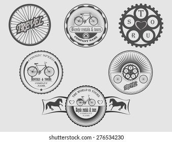 Bicycle rentals & tours
set of labels bicycle, icons, stickers and tools for designers