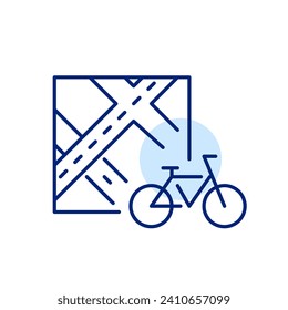 Fahrradverleih-App. Karte mit dem Ort. Pixel perfekt, bearbeitbarer Hub