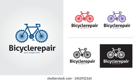 Bicycle repair creative and minimalist logo template Set