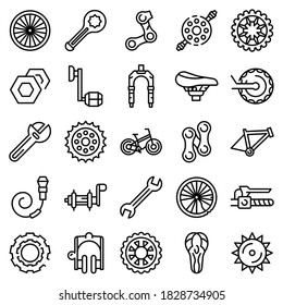 Bicycle Repair Icons Set Outline Set Stock Vector (Royalty Free ...