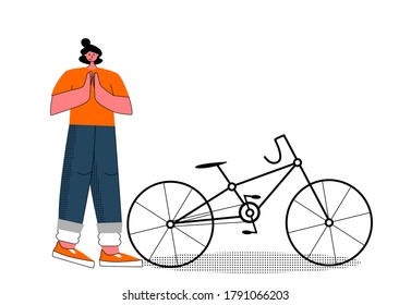 Bicycle repair male female mechanics service isometric set with tandem bike pump saddle wheels frame vector illustration