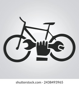 Bicycle repair unique icon on Silver Background. Vector illustration