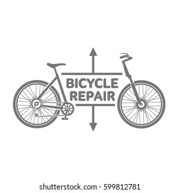 Bicycle repair workshop vector logo template for your design. Bike repair badges, labels, banners, advertisements, brochures, business templates. Vector illustration isolated on white background