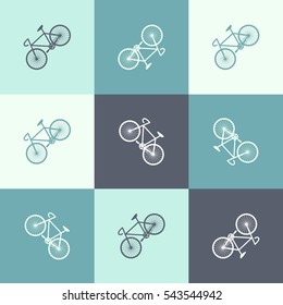 Bicycle Retro Mosaic Colorful Squares Background Sport Vector Seamless Pattern