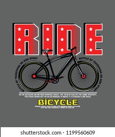 bicycle ride  slogan print vector