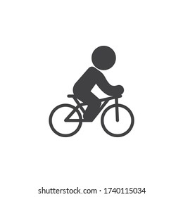 Icono vectorial de paseo en bicicleta. signo plano relleno para concepto móvil y diseño web. Hombre montando un icono de glifo en bicicleta. Símbolo, ilustración del logotipo. Gráficos vectoriales