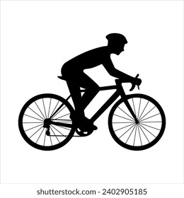 Icono vectorial de la silueta ciclista ciclista de bicicleta