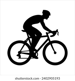 Icono vectorial de la silueta ciclista ciclista de bicicleta