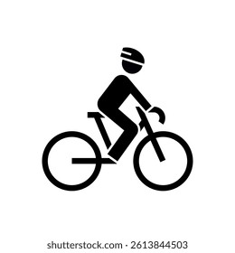 Bicycle rider icon. Solid style black color icon.