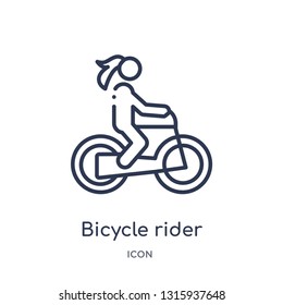 bicycle rider icon from sports outline collection. Thin line bicycle rider icon isolated on white background.