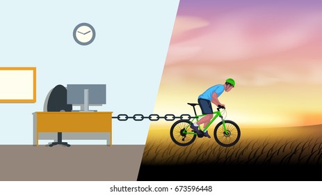 bicycle rider and office