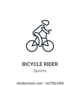 Bicycle rider outline vector icon. Thin line black bicycle rider icon, flat vector simple element illustration from editable sports concept isolated stroke on white background