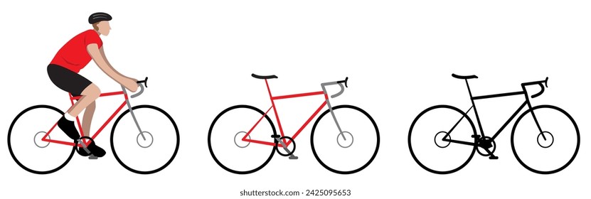 Bicycle with Rider, Road Bike Cycling Concept, Silhouette of a racing bike