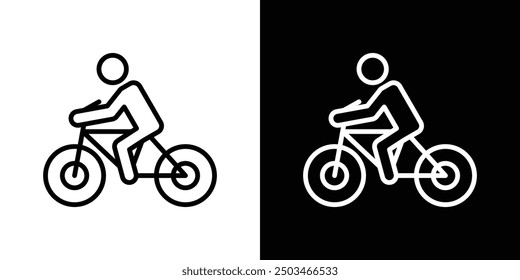 Bicycle rider thin line vector icon set.