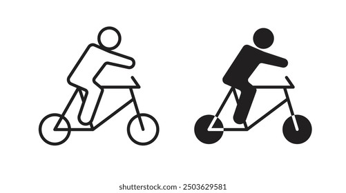 Bicycle rider vector icon in solid and outline style