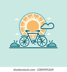 Bicycle ridic on daylight sumer vector