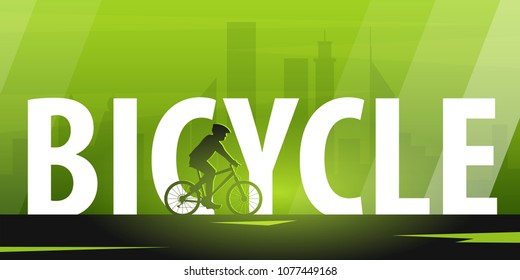 Bicycle riding banner. Sport, active lifestyle. Vector illustration