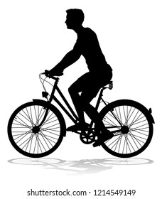 A Bicycle Riding Bike Cyclist In Silhouette