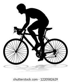 A bicycle riding bike cyclist in silhouette