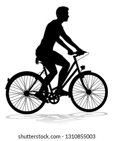 A bicycle riding bike cyclist in silhouette