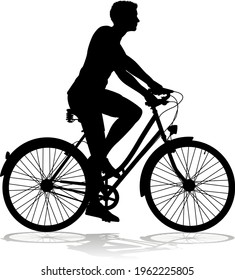 A bicycle riding bike cyclist in silhouette