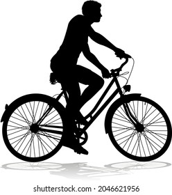 A Bicycle Riding Bike Cyclist In Silhouette