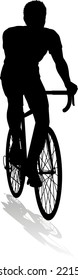 A bicycle riding bike cyclist in silhouette