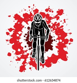 Bicycle riding front view designed on splatter blood background graphic vector.